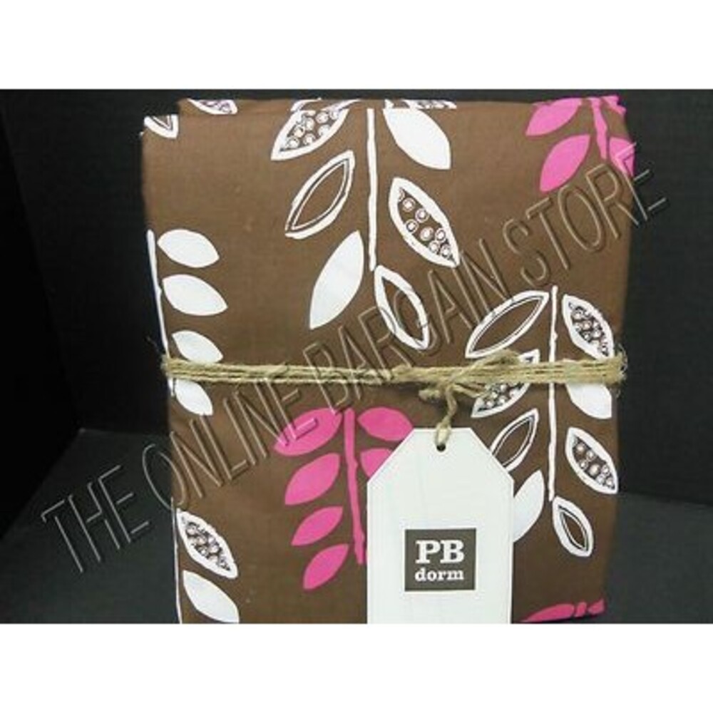 Pottery Barn Teen Dorm Leaflet Organic Duvet Cover Twin Coffee Reversible Sham